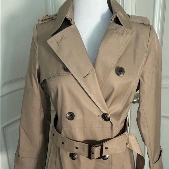 Lauren Ralph Lauren Beige Double-Breasted Trench Coat - Picture 3 of 7